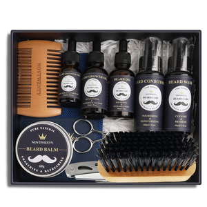 Kit de toilettage et de <span class=keywords><strong>rasage</strong></span> de barbe bio professionnel avec 15 outils en 1, rasoir <span class=keywords><strong>électrique</strong></span>, cire et huile pour la croissance de la barbe, tenue forte - Product Image 3