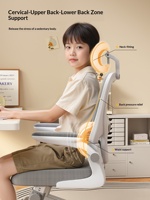 Chaise d'étude ergonomique pour enfants, chaise de bureau pour étudiants avec dossier double en maille respirante, pour la maison, la salle de classe, meubles