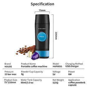 2 In 1 Capsule & Grond Mini Espresso Draagbare Koffiezetapparaat Hot En Koude Extractie Usb Elektrische Koffie Poeder Maken machine