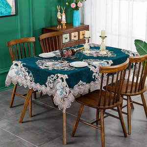 Azul impermeable a prueba de aceite desechable personalizable poliéster algodón tejido mantel para el hogar al aire libre ocasiones del banquete de boda - Product Image 5