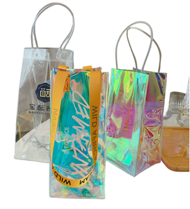 Bolsa de vino de hielo colorida, bolsas enfriadoras de vino portátiles transparentes con asa, bolsa de vino de <span class=keywords><strong>PVC</strong></span> para bebidas frías de cerveza - Product Image 5