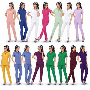 New Fabric Pharmacy Working Medical Hospital <b>Doctor</b> Nursing Stretch Scrubs Uniform Women's Nurse <b>Sets</b> - Product Image 3