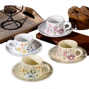 Ensemble tasse et soucoupe à café en porcelaine florale créative vintage, écologique, du Fujian, pour les fêtes - Product Image 3