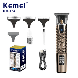 Tondeuse à cheveux électrique sans fil Kemei Km-873 1200mAh, design vintage en métal gravé, lame en acier inoxydable 7500 tr/min, tondeuse à barbe 5W – Fournisseur - Product Image 1