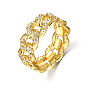 Yellow <b>Gold</b> Plated Moissanite <b>Cocktail</b> <b>Ring</b> Round Brilliant Cut Pave Setting Geometric Design Luxury Unisex Jewelry - Product Image 1