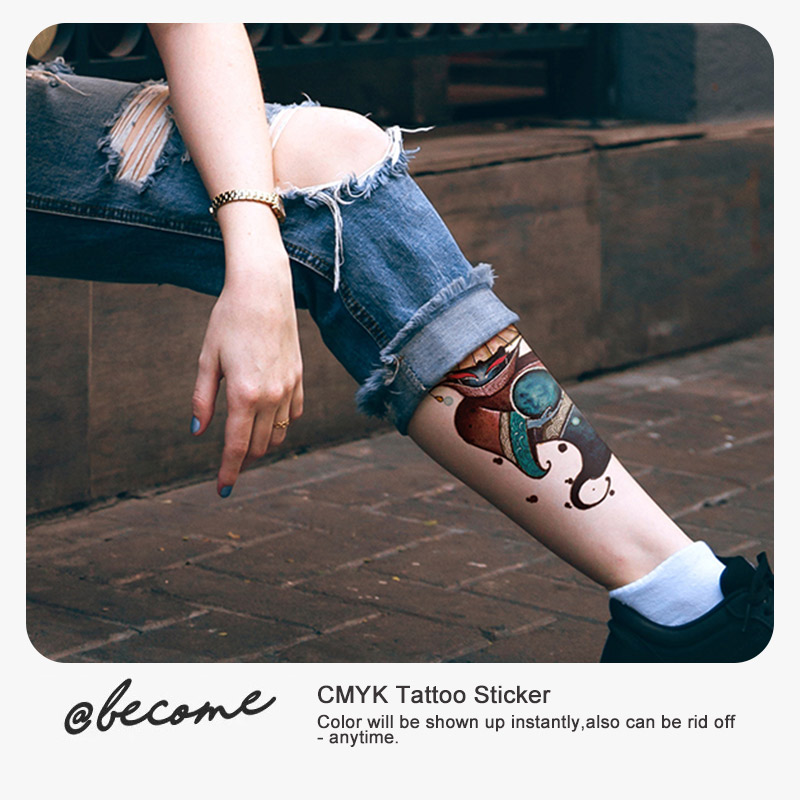 Женские дизайнерские нетоксичные реалистичные индийские чернила, наклейки для татуировок, Переводные временные наклейки для татуировок на всю руку