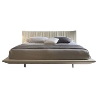 Modernes Luxuriöses Verstellbares Kingsize-Bettgestell Italienisches Design Echtes Leder Gepolstertes Kiefernholz Anpassbare Farbe Doppelbett