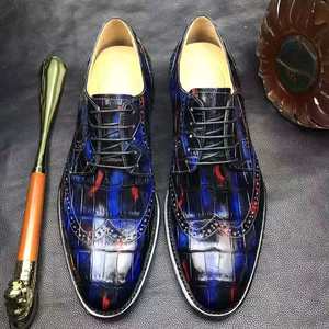 Chaussures multicolores pour hommes Chaussures habillées personnalisées en cuir véritable de crocodile et Oxfords Alligator classique Chaussures de soirée d'affaires pour hommes - Product Image 5