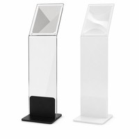 Support de menu double face sur pied en acrylique transparent personnalisé avec base métallique