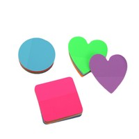 Blocs-notes adhésifs en PET de formes spéciales colorées, mémos transparents fluorescents ronds, carrés, en forme de cœur, repositionnables, fournitures de bureau