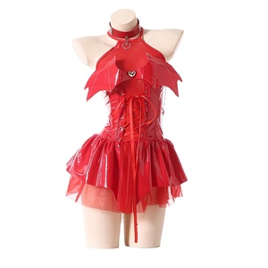 Disfraz de Bruja Sexy de Cuero Sintético Negro y Rojo para Halloween, Uniforme de Demonio, Conjunto de Cosplay - Product Image 4