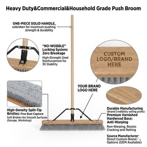 Balai à pousser commercial robuste de 24'' et 36'' pour usage intensif – Vente en gros |   Poignée en bois massif avec support en acier anti-basculement |   Fabricant OEM/ODM - Product Image 3