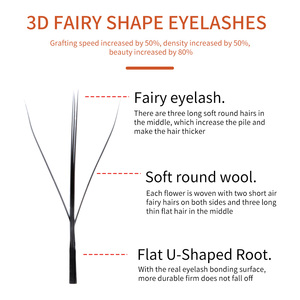 高品质 3D W 形状睫毛延长件 0.07 毫米三明治式四叶草假睫毛混合长度定制徽标浓密睫毛延长件 - Product Image 5