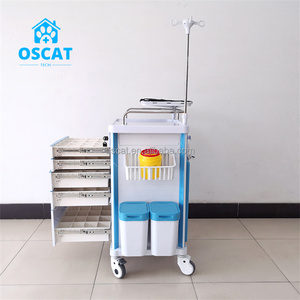 Chariot d'infirmier vétérinaire OSCAT EX-T02 en ABS avec 4 roulettes silencieuses, deux avec freins - Product Image 4