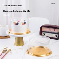 Boîte d'emballage transparente jetable de 6 pouces pour gâteau au fromage, mille-feuille, mousse, design déchiré à la main, modèle fabriqué en Chine
