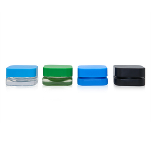 Contenedor de concentrado de vidrio UV negro resistente a los niños, estilo <span class=keywords><strong>Qube</strong></span> cuadrado, 5ml, 7ml, 9ml, tarro de cubo de vidrio con caja y tapas negras - Product Image 2