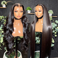 Wig Rambut Asli Vietnam 13x4 Glueless Straight Transparent HD Lace Front Wig Panjang, Bone Straight