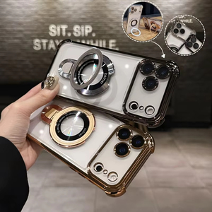 เคสโทรศัพท์ใสแบบมีวงแหวนแม่เหล็กสำหรับ <span class=keywords><strong>iPhone</strong></span> 17 16 15 14 13 <span class=keywords><strong>12</strong></span> 11ProMax XR X พร้อมฟิล์มเลนส์เคลือบอะคริลิคแข็ง - Product Image 5