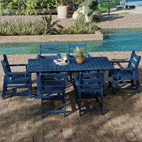 Table de bistrot haute d'extérieur carrée en HDPE, réglable en hauteur, avec trou pour parasol, résistante aux intempéries, étanche, style ferme