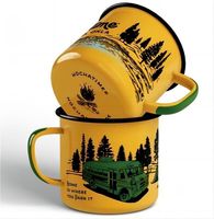 Mug de camping en métal émaillé coloré classique fantaisie personnalisé 350 ml Poignée Logo imprimé Lave-vaisselle Micro-ondes Sûr Cadeau contemporain