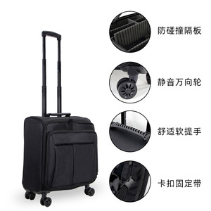 Estuche de maquillaje profesional Qihui de gran capacidad, tela Oxford con cajones para almacenamiento de cosméticos, uso en viajes, color negro sólido. - Product Image 4