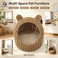 Maison pour animaux de compagnie en rotin PP tissé à la main, maison pour chat en rotin plastique, lit pour chat