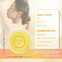 Savon de bain et de douche au collagène doré pour blanchir la peau, savon facial à l'acide kojique, savon blanchissant 24 carats, soin de la peau