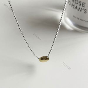 Dylam Trendy Simple Design Ins Style 18k <b>Gold</b> Plated Silver <b>Solid</b> <b>Gold</b> Ball Bead <b>Pendant</b> Necklace for Women - Product Image 4