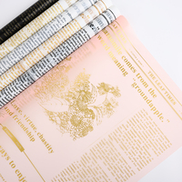 Papier d'emballage pour fleurs en gros, motif journalier brillant avec ligne dorée, style coréen, pour bouquets et cadeaux, fournitures pour fleuristes