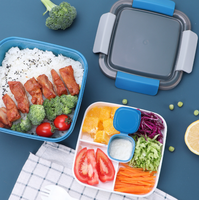 Boîte à lunch pour micro-ondes avec compartiments, grande capacité, adaptée aux étudiants, fermeture à pression sur quatre côtés, écologique, en PP