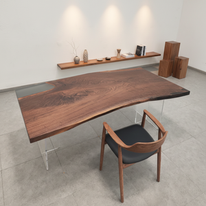 Mesa de Comedor de Madera Maciza con Borde Natural, Moderna y Popular, Resistente, Ecológica, Multiusos, para Hogar, Bar o Comedor, 1.95m - Product Image 1
