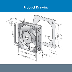 Ventilateur axial de refroidissement industriel ebm-papst 4114NH3 119x119x38mm 24V DC pour équipement industriel et serveur - Product Image 4
