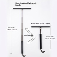 Kit de raclette de douche et de nettoyage de vitres 2-en-1 Toncoke avec perche télescopique, manche long et lame en acier inoxydable de 12 pouces de large pour salle de bain et usage extérieur