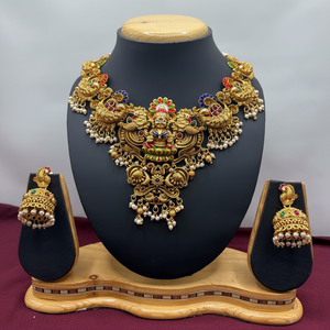 High Quality Traditional South <b>Indian</b> Ethnic Brass Bridal Set Zircon Flower Design Rose Gold Plated Third Party Gift & Wedding - Product Image 2
