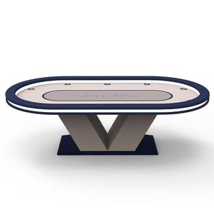 Table de poker Texas Hold'em de luxe avec LED, pieds en bois massif écologiques, table de jeu filaire pour casino et club - Product Image 1