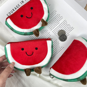 Zomer Pluche Fruit Watermeloen Schattige Mini Rits Portemonnee Sleutelhanger Portefeuilles <span class=keywords><strong>Kids</strong></span> Reizen Portemonnee Sleutelhanger Tas Bedels Voor Meisjes Jongens - Product Image 1