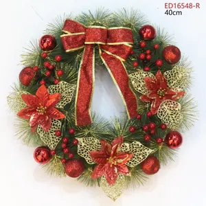 ED16548 30 Cm Pine Needle Wreath Garland For Home Wall Decor Christmas Wreath Garland Christmas Decorations Garland