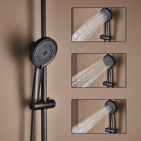 Appareils sanitaires Système de douche à effet pluie réglable Toilette murale noire Salle de bain Ensemble complet de robinets mélangeurs pour baignoire et douche