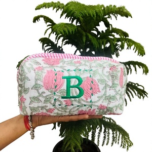 Hot Sale Handmade Floral Cotton Down Zip Makeup Bag Bridesmaid Gifts Proposal Cosmetic Bag Women Cosmetic Bags - Product Image 1