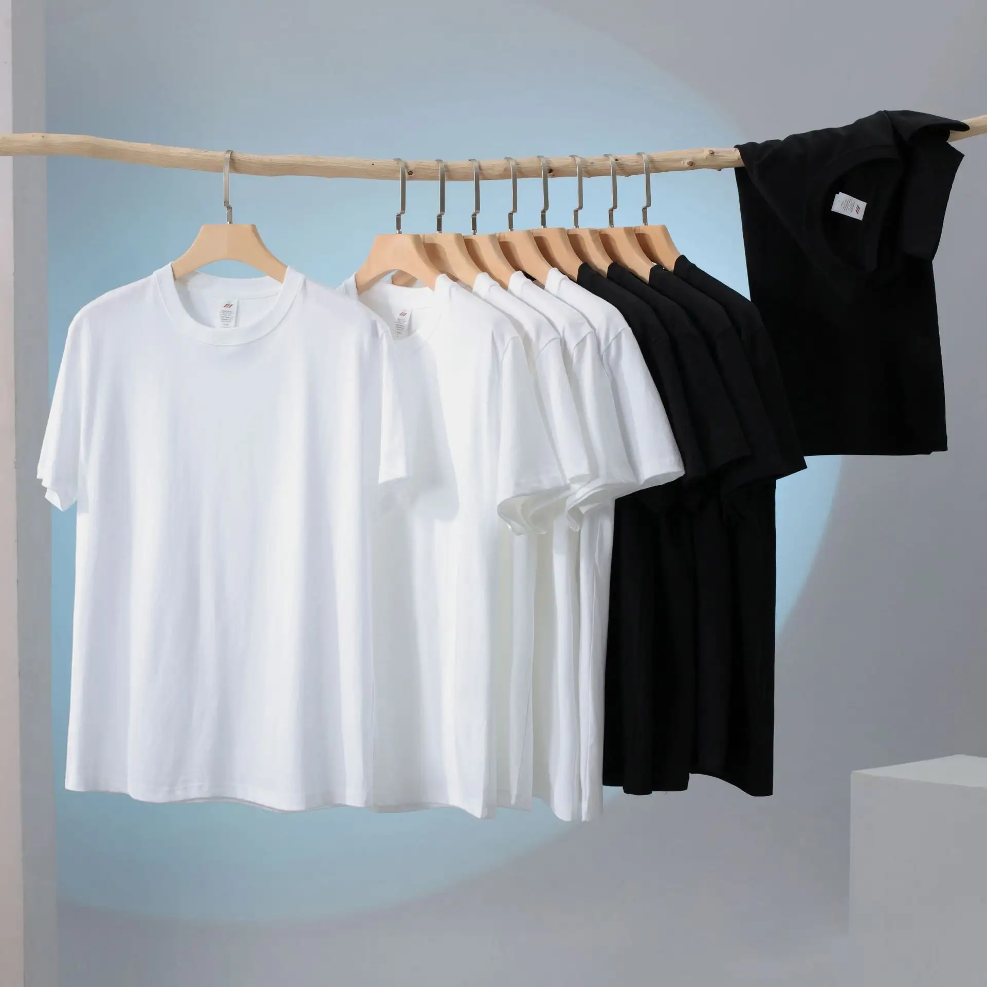 Camisetas con impresión de logotipo personalizado 300Gsm algodón espacios en blanco camisetas de hombre al por mayor ropa de calle camisetas de gran tamaño