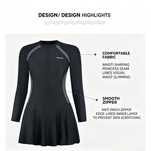 <span class=keywords><strong>Maillot</strong></span> <span class=keywords><strong>de</strong></span> <span class=keywords><strong>bain</strong></span> une pièce imprimé uni pour femme, nouvelle collection été 2026, manches longues, protection solaire, coupe conservatrice, <span class=keywords><strong>amincissant</strong></span>, dissimulant le ventre, grandes tailles XXL - Product Image 5