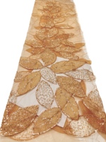 Tissu en dentelle à paillettes 100% polyester de haute qualité avec motif floral, style élégant et luxueux pour robes de mariée