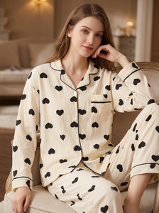 Pigiama Sexy con Stampa Romantica a Maniche Lunghe per Donne - Stile Elegante e Lussuoso, Traspirante con Vita Elastica - Product Image 5
