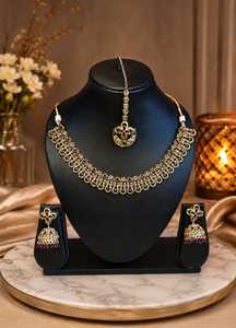 Conjunto de collar choker de lujo Mint Gan Kundan, valioso como joyería nupcial tradicional Statermont y Masing Fikka. - Product Image 5