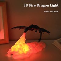 Lampe lunaire Dragon de Feu, Lampe de Nuit Imprimée en 3D, Lampes à Lave, Lampe Lune LED avec USB Rechargeable, Lampes Dragons de Glace