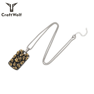 Mestiere Lupo hip hop dei monili di modo punk gotico Vichingo oro degli uomini delle donne In Rilievo personalizzato army Collana della catena del cranio - Product Image 4