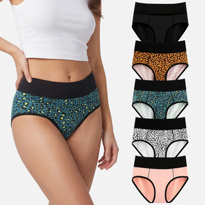 Braguitas de Algodón con Estampado de Leopardo para <span class=keywords><strong>Mujer</strong></span>, Venta al Por Mayor OEM, Personaliza tu Logotipo, Suaves, Transpirables, de Cintura Alta - Product Image 1