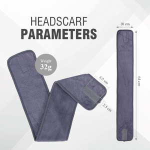 Bandeau en microfibre gris longue de 64*10 cm, antidérapant, lavable, pour le maquillage, le lavage du visage, le traitement facial, le sport, s'adapte au bandeau - Product Image 3