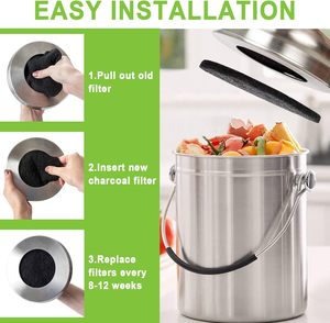 Woxin filter arang pengganti bulat 6.7 inci, untuk kontrol bau tempat sampah meja rumah - Product Image 3