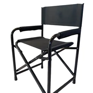 Toptan katlanmış siyah sandalye-OEM açık katlanır yönetmen koltuğu Metal taşınabilir sandalye siyah yönetmen için kompakt sandalye kamp